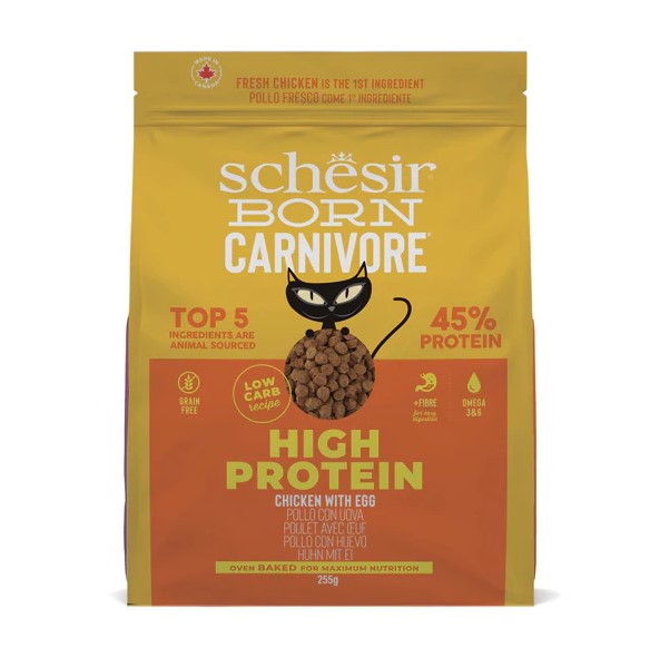 Schesir Born Carnivore Dry Cat Bag Chicken & Egg (255g)