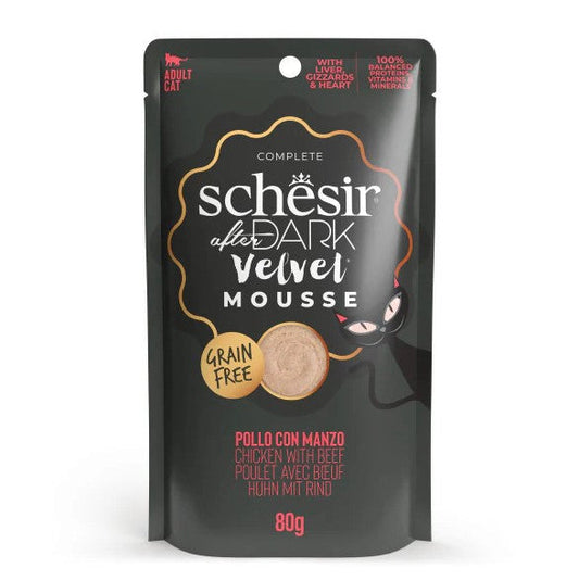 Schesir After Dark Velvet Mousse Cat Pouch Chicken With Beef (80g)