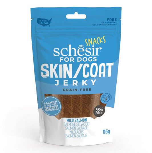 Schesir For Dog Snack Pouch training Skin&coat Jerky Salmon (115g/100pcs)