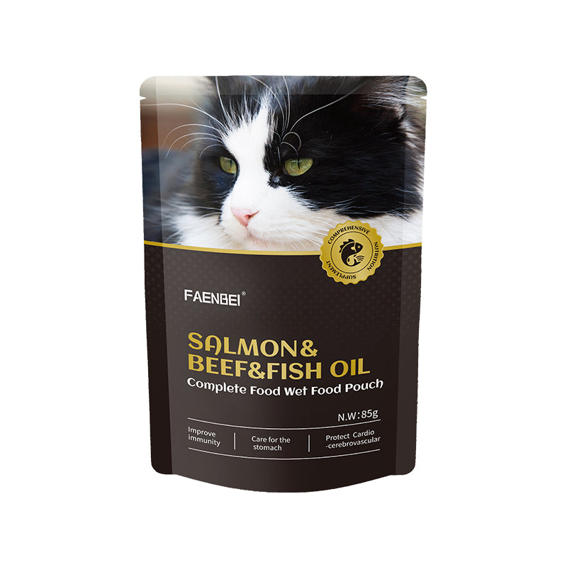 Faenbei Cat Pouch Mousse With Salmon & Beef & Fish Oil (85g*12pcs)