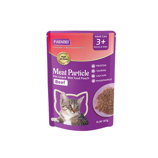 Faenbei Cat Pouch Meat Partical With Beef (85g*12pcs)